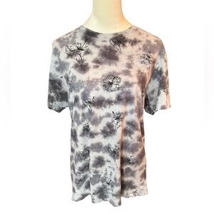 Hurley Workshop Tie Dye Gray Cotton Hawaiian T-Shirt Men’s Size Medium Hibiscus